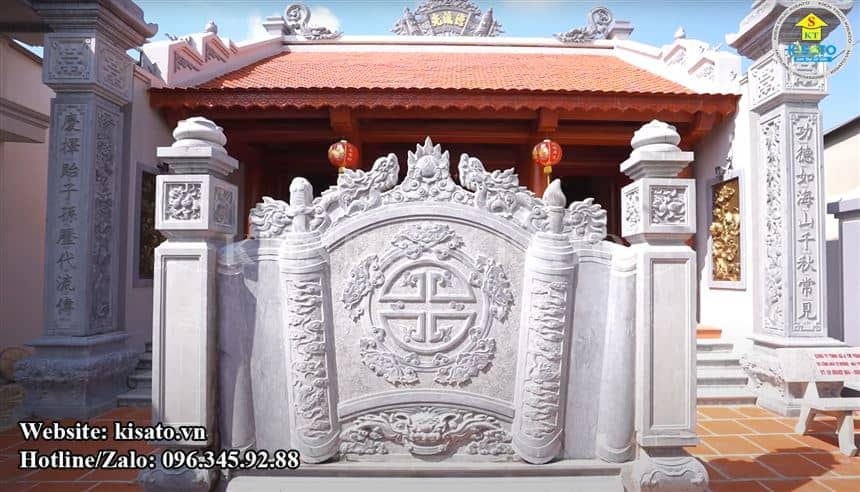 Toàn cảnh bên ngoài mẫu từ đường 3 gian truyền thống đẹp