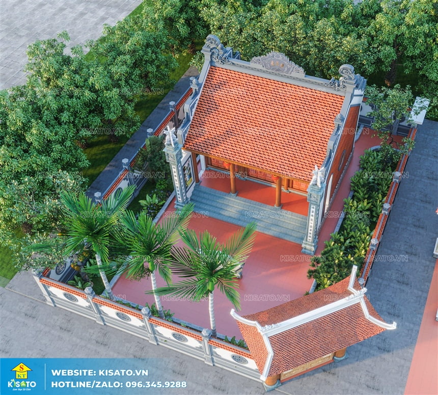 Phối cảnh 3D từ đường 3 gian 2 mái truyền thống đẹp tại Quảng Ninh