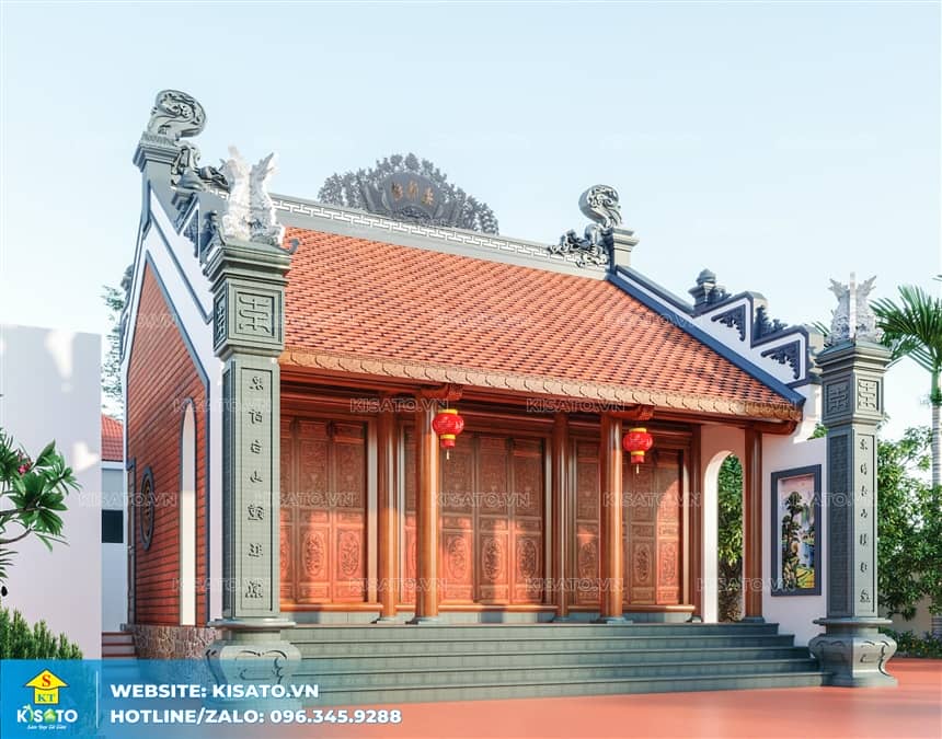 Phối cảnh 3D từ đường 3 gian 2 mái truyền thống đẹp tại Hải Phòng
