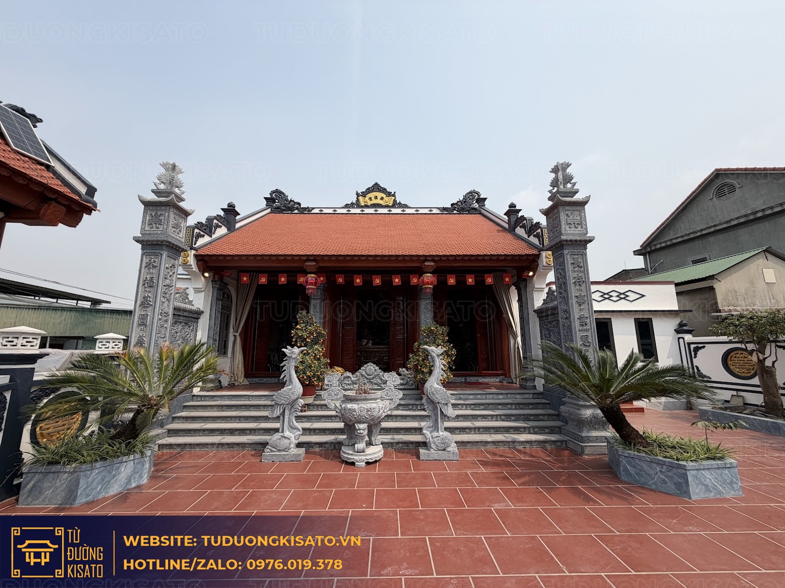 mặt tiền từ đường 3 gian đẹp thiết kế trang nghiêm