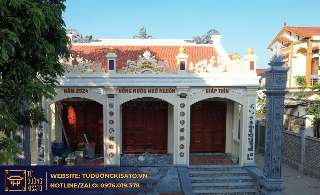 từ đường 3 gian 2 mái hưng yên tổng thể công trình hoàn thiện thực tế