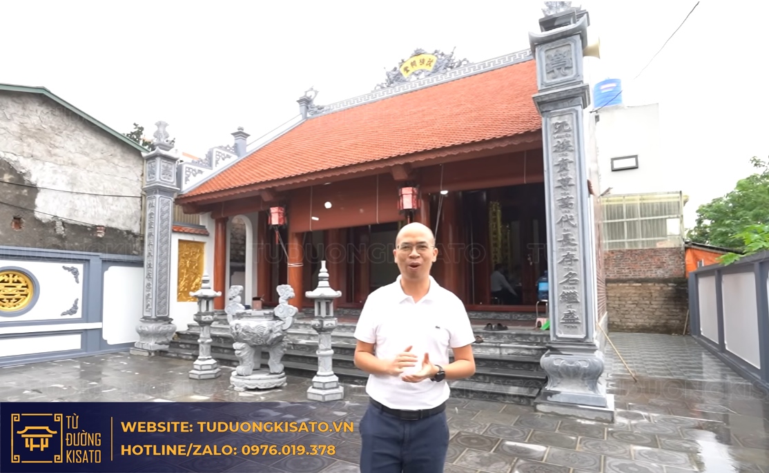 mẫu từ đường 3 gian bê tông sơn giả gỗ hà nội trị giá 1,5 tỷ đồng