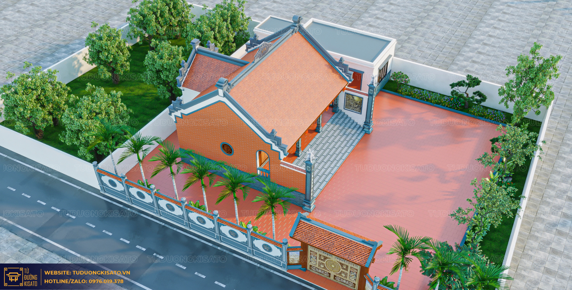 nhà thờ 3 gian chữ đinh tổng thể công trình tại hải dương